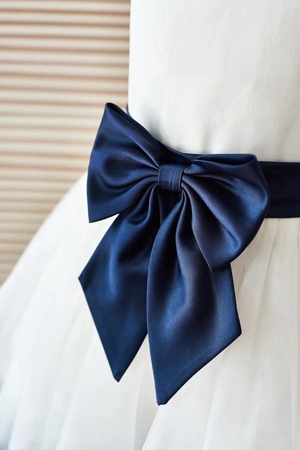 Белое и темно-синее бальное платье новое Цветочное для девушек 2019 искусственное