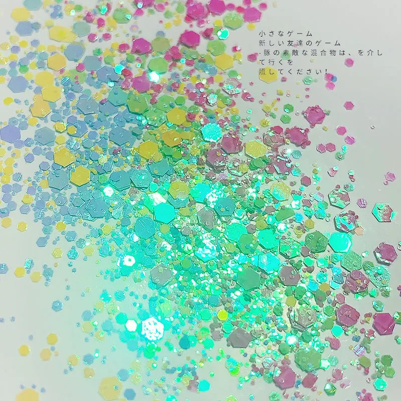 

12 Boxes/ Set Holographic Nail Glitter Mermaid Powder Flakes Shiny Charms Hexagon Nail Art Pigment Dust Decoration Manicure GF03