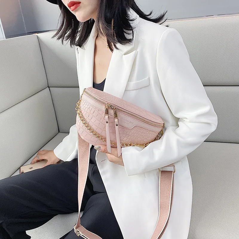 

Luxury Women Shoulder Bag High Quality Waist Bag Thick chain Shoulder Crossbody Chest Bag Belt Bag Female Designer Brand Handbag