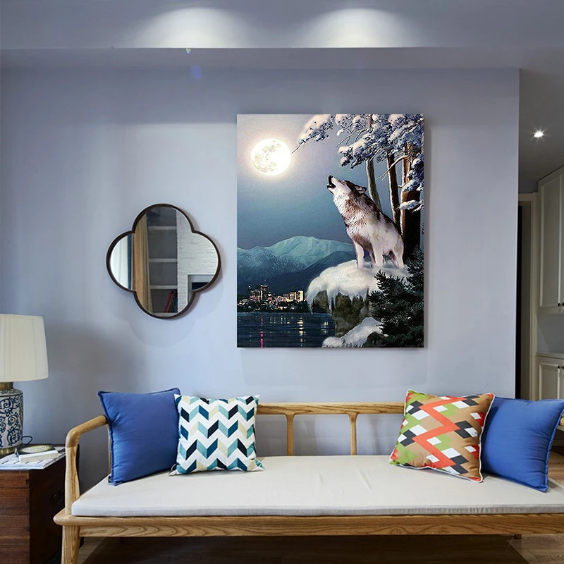 Картина по номерам Снежный волк животные в природе картины маслом ручной работы