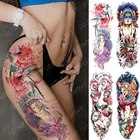 Большой татуировки рукава японский бьюти-призрак Водонепроницаемый временная татуировка стикер Ласточка лотоса боди-арт Полный Поддельные татуировки для женщин