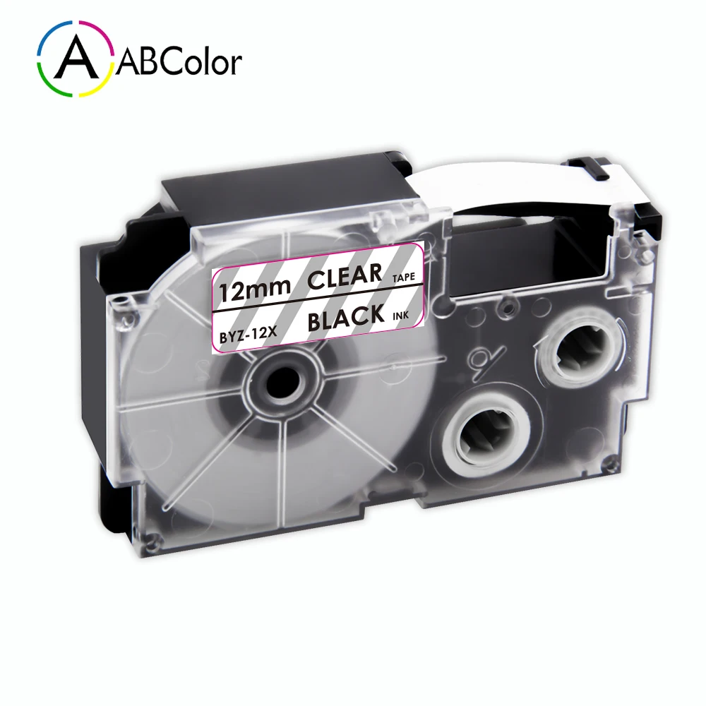 A ABColor XR-12X Labels 12mm Black on Clear Label Tape Cartridges for CASIO KL-60 KL-120 KL-300 Maker | Компьютеры и офис