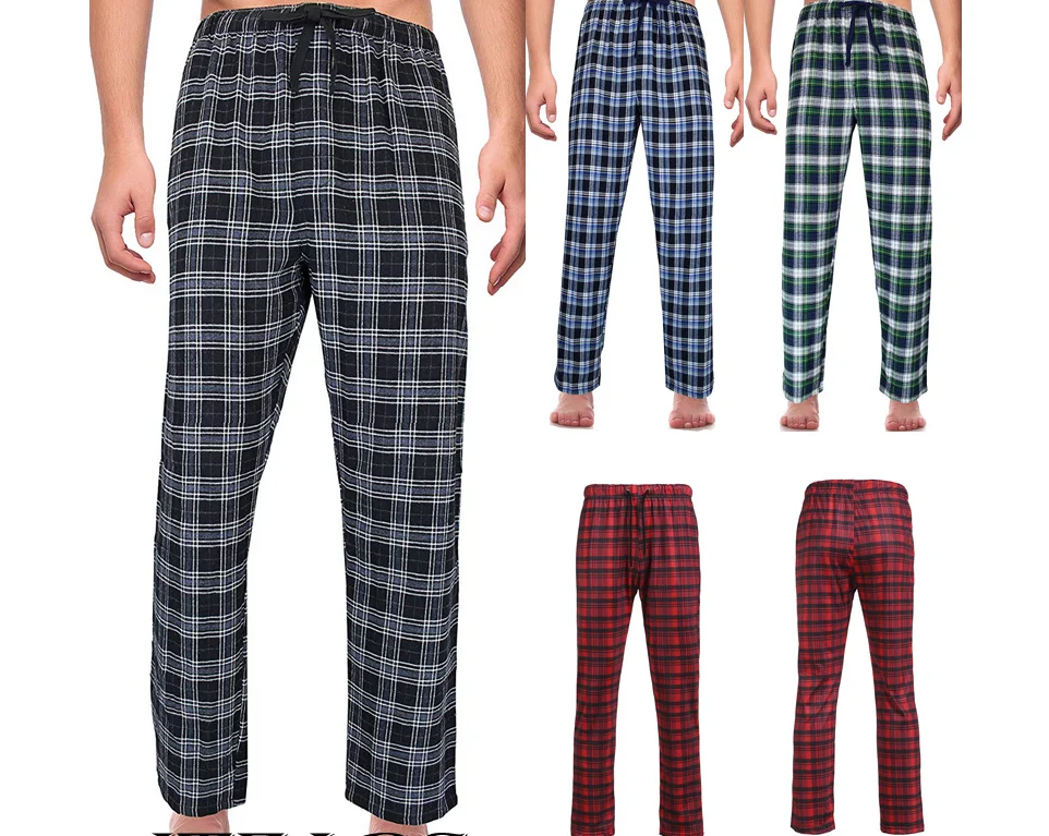 

Для мужчин свободного покроя для пижамные штаны для мужчин клетчатая фланелевая Повседневное штаны, нижнее белье, одежда для сна Пижамный б...