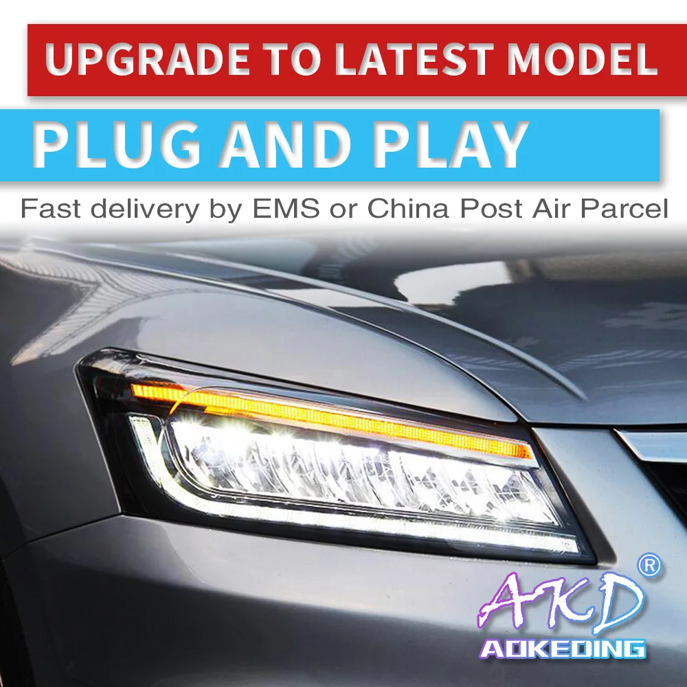 AKD тюнинг Автомобильные фары для Honda Accord G8 2008 2013 полностью светодиодный ные DRL