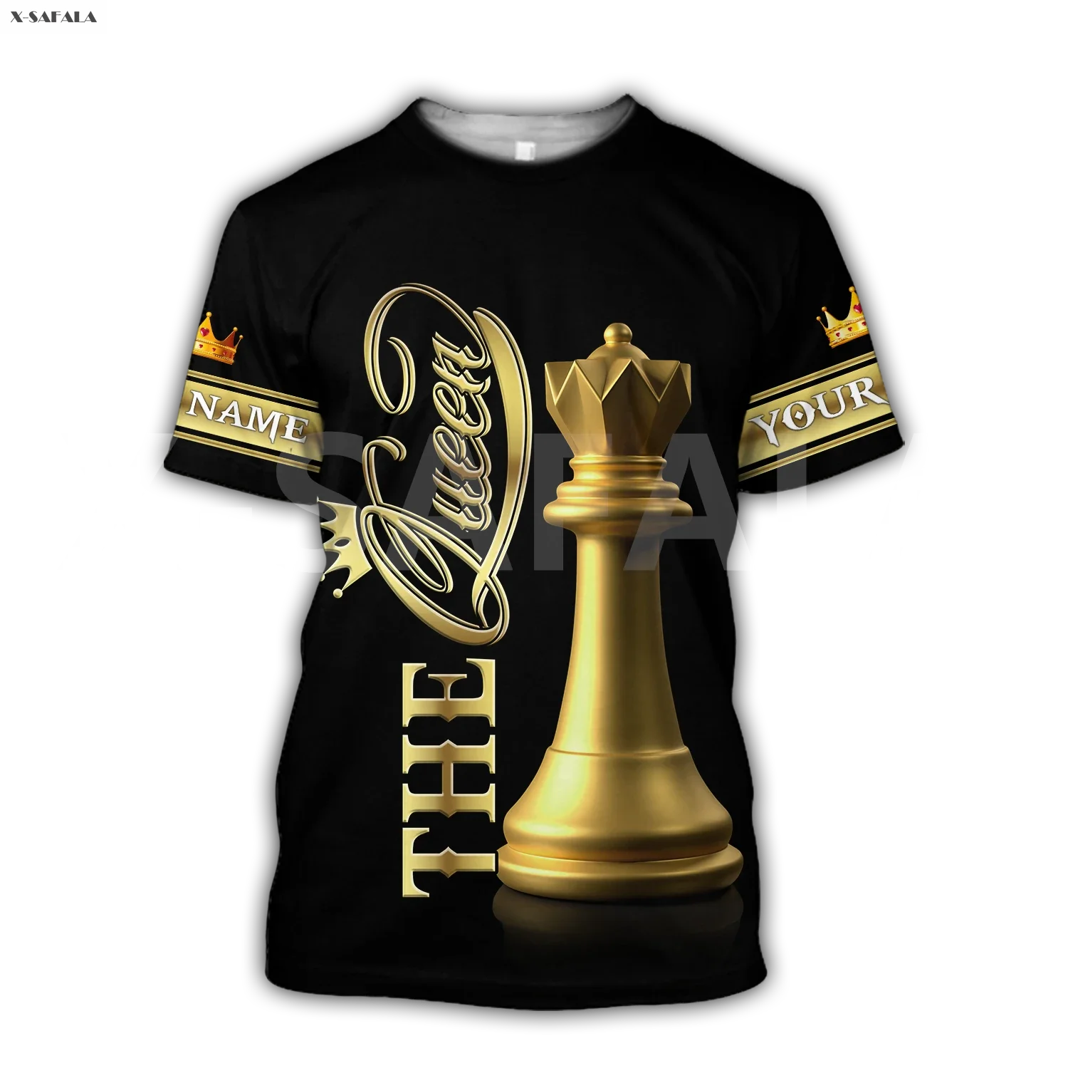 Футболка с 3D-принтом волка и шахматных фигур круглым вырезом | Мужская одежда