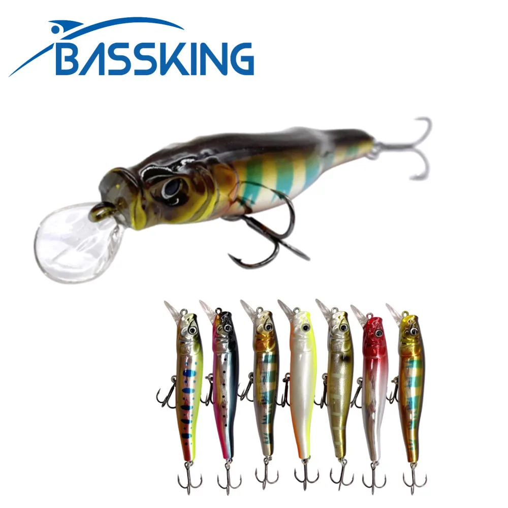 

BASSKING Minnow Fishing Lure 65mm/5g 80mm/7g Sinking Wobbler for Pike Bass Artificial Bait 3D Eyes Jerkbait Minnow Noise Leurre