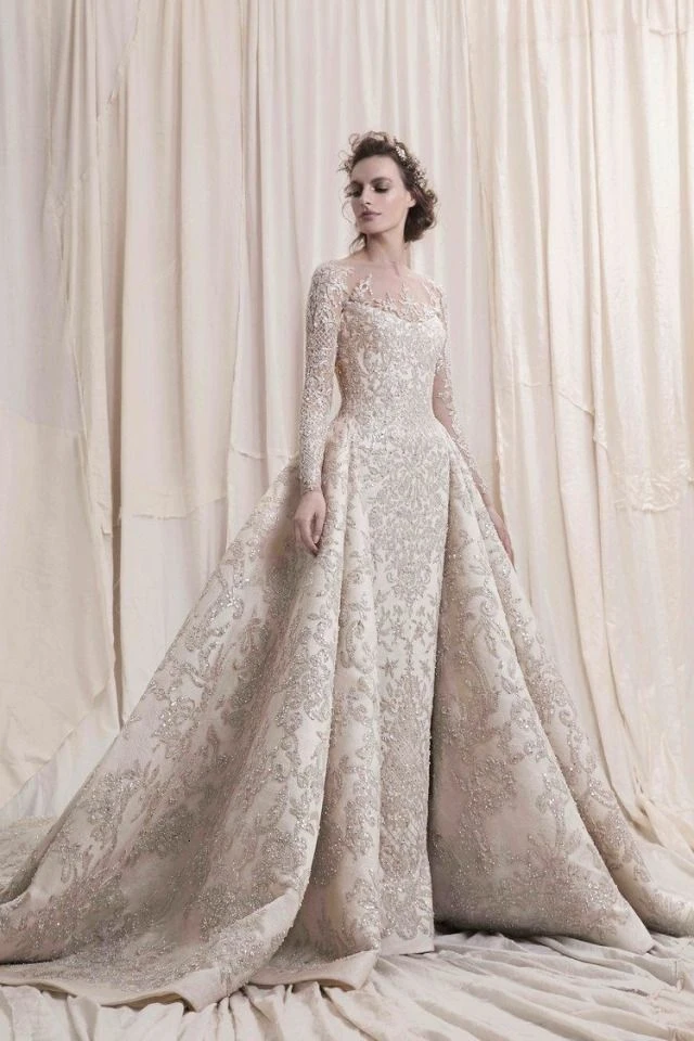 2 в 1 роскошное кружевное свадебное платье с длинными рукавами бусинами и