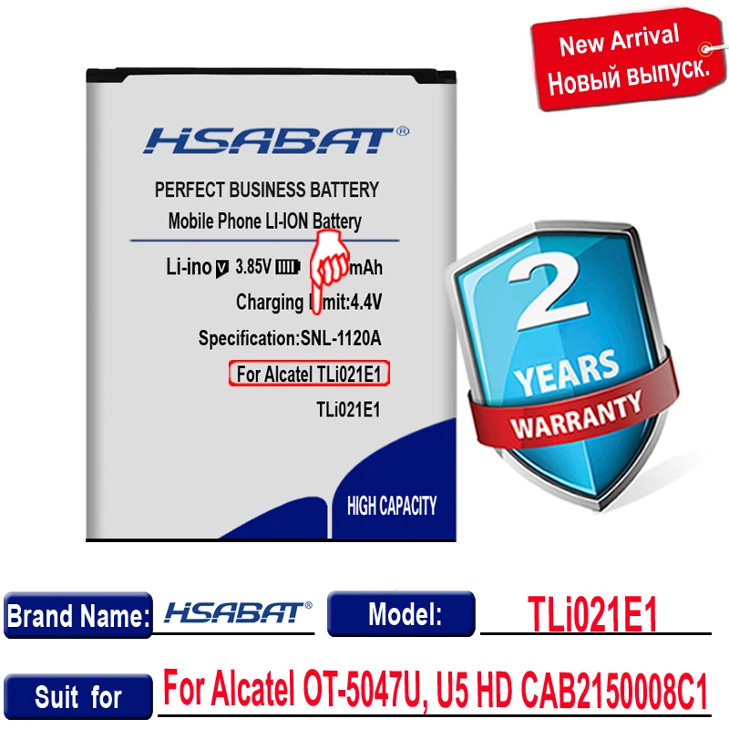 HSABAT 3100mAh TLi021E1 Battery for Alcatel OT-5047U U5 HD CAB2150008C1 |