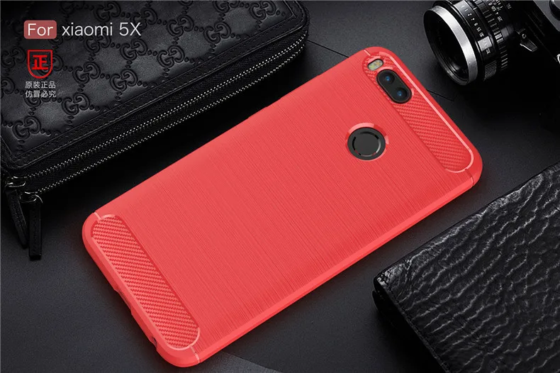 Для Xiaomi mi A1 чехол из углеродного волокна противоударный чехол для телефона для mi A1 A 1 mi A1 чехол 360 полная защита бампер прочный корпус - Цвет: Красный