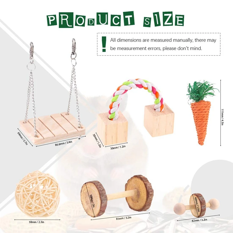 Хомяк жевательные игрушки включают гантели Колокольчик для занятий роликом