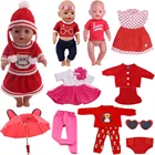 Одежда для кукол, красный свитер, пижама, футболка-Зонтик для малышей 43 см и 18 дюймов, американская кукла для девочек, аксессуары для новорожденных, нашего поколения
