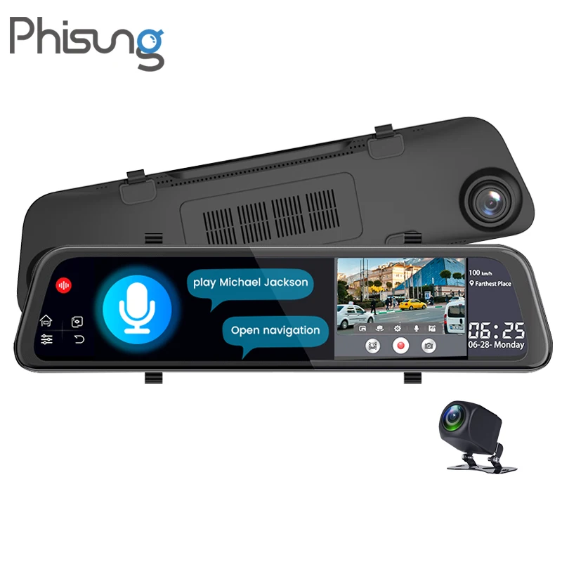 Phisung V68 Голосовое управление 4G Автомобильный видеорегистратор Android GPS навигация