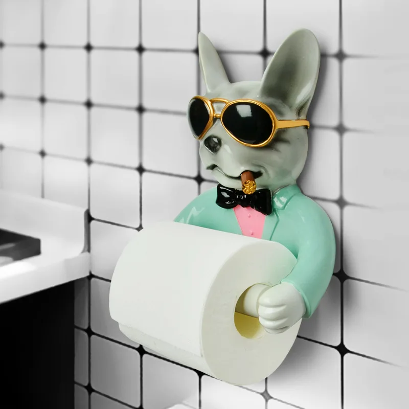 Bandeja de soporte de papel higiénico para el hogar, caja de pañuelos de mano sin perforaciones, carrete, carrete, dispositivo estilo perro
