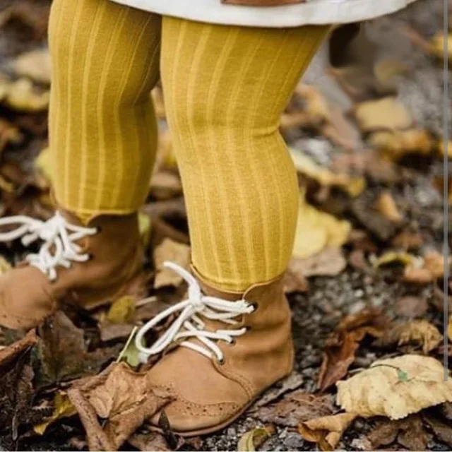 Pantimedias acanaladas para ni&ntilde;as, ropa de algod&oacute;n, Color caramelo, primavera y oto&ntilde;o, 2021-2