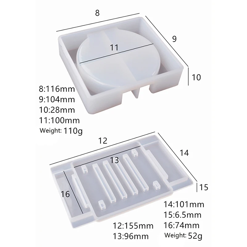 

CD Coaster Casting Die Set Soft Disc Silicone Stencils Tea Tray Template DIY Baking Pan for Epoxy Resin Craft