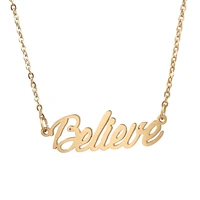 believe name necklace personalised stainless steel women choker 18k gold plated alphabet letter pendant jewelry friends gift