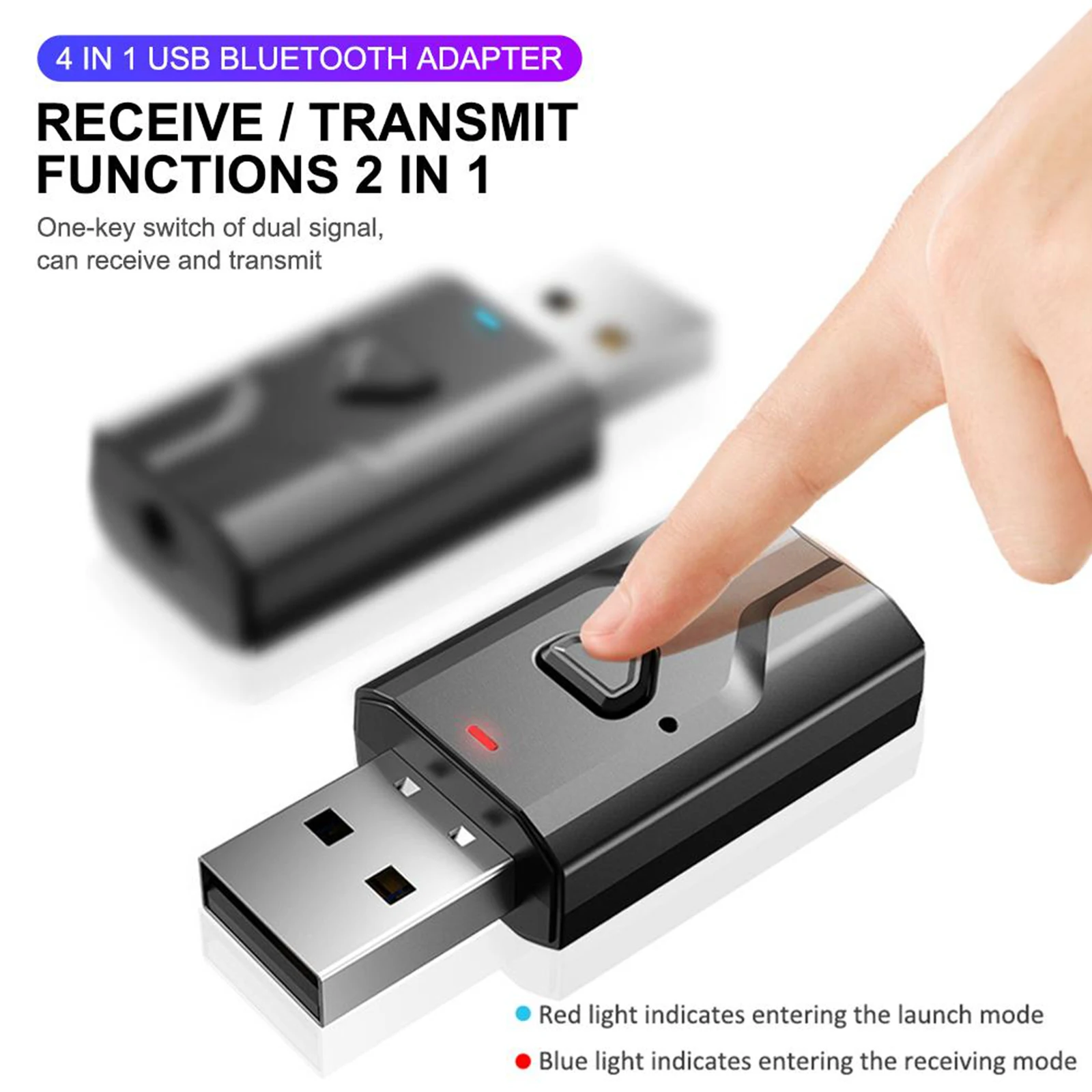 

USB Bluetooth 5.0 Transmitter Receiver Mic 3 in 1 EDR Adapter Dongle 3.5mm AUX for TV PC Headphones Home Stereo Car HIFI Audio