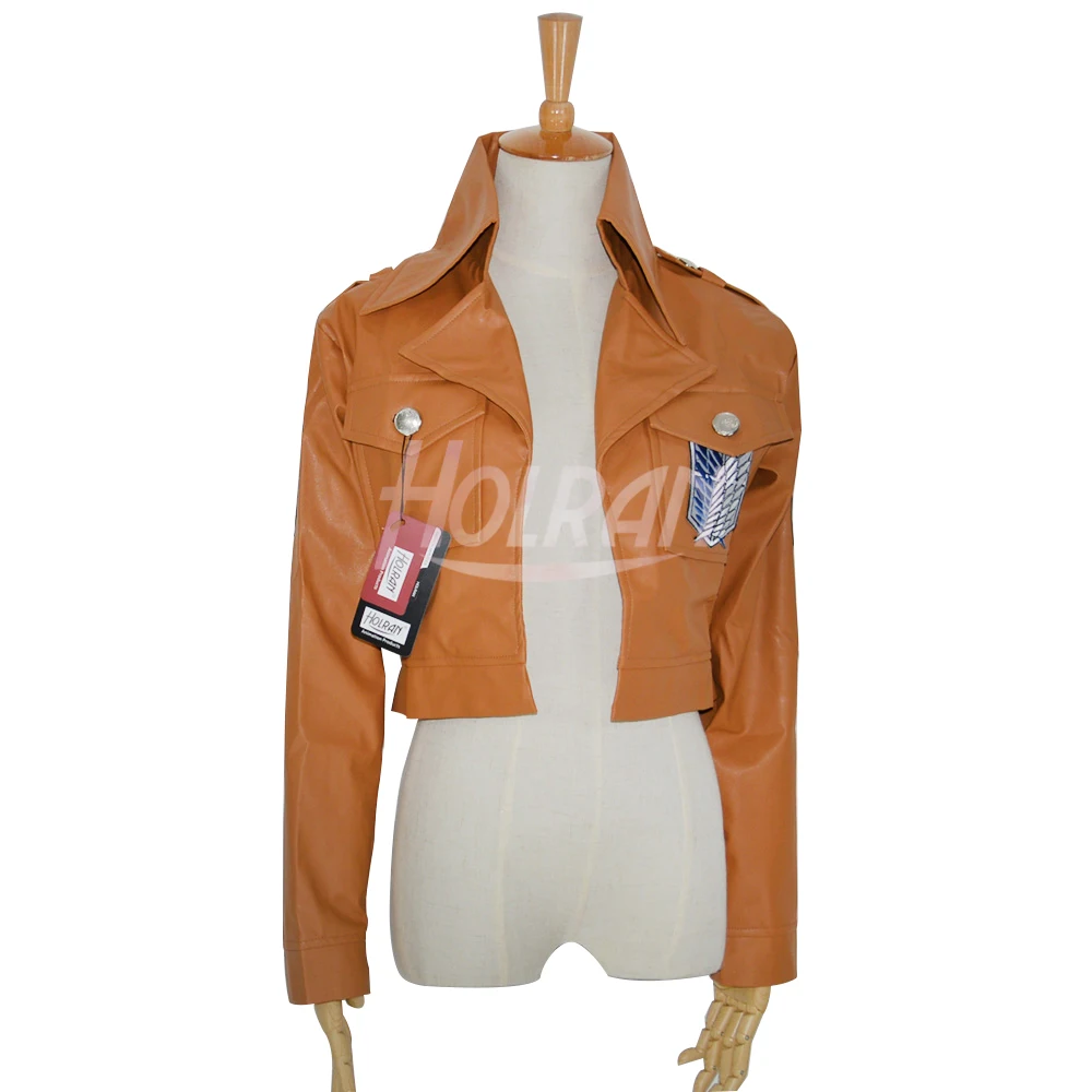 

Hot Anime Attack on Titan Cosplay Costume Role Coat Combat Clothing PU Leather Cos Show