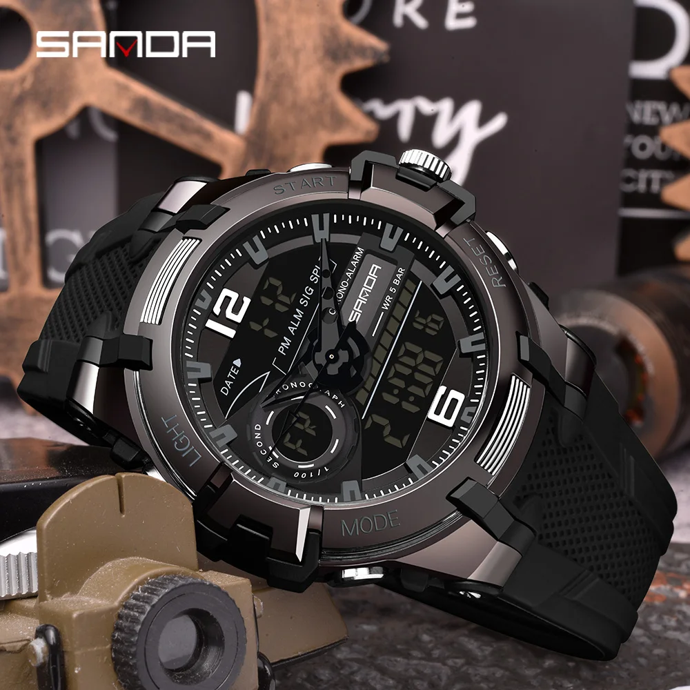 

SANDA Waterproof Digital Watch Men Sport Watches Electronic LED Male Wrist Watch For Men Clock Military Army Wristwatch Hours