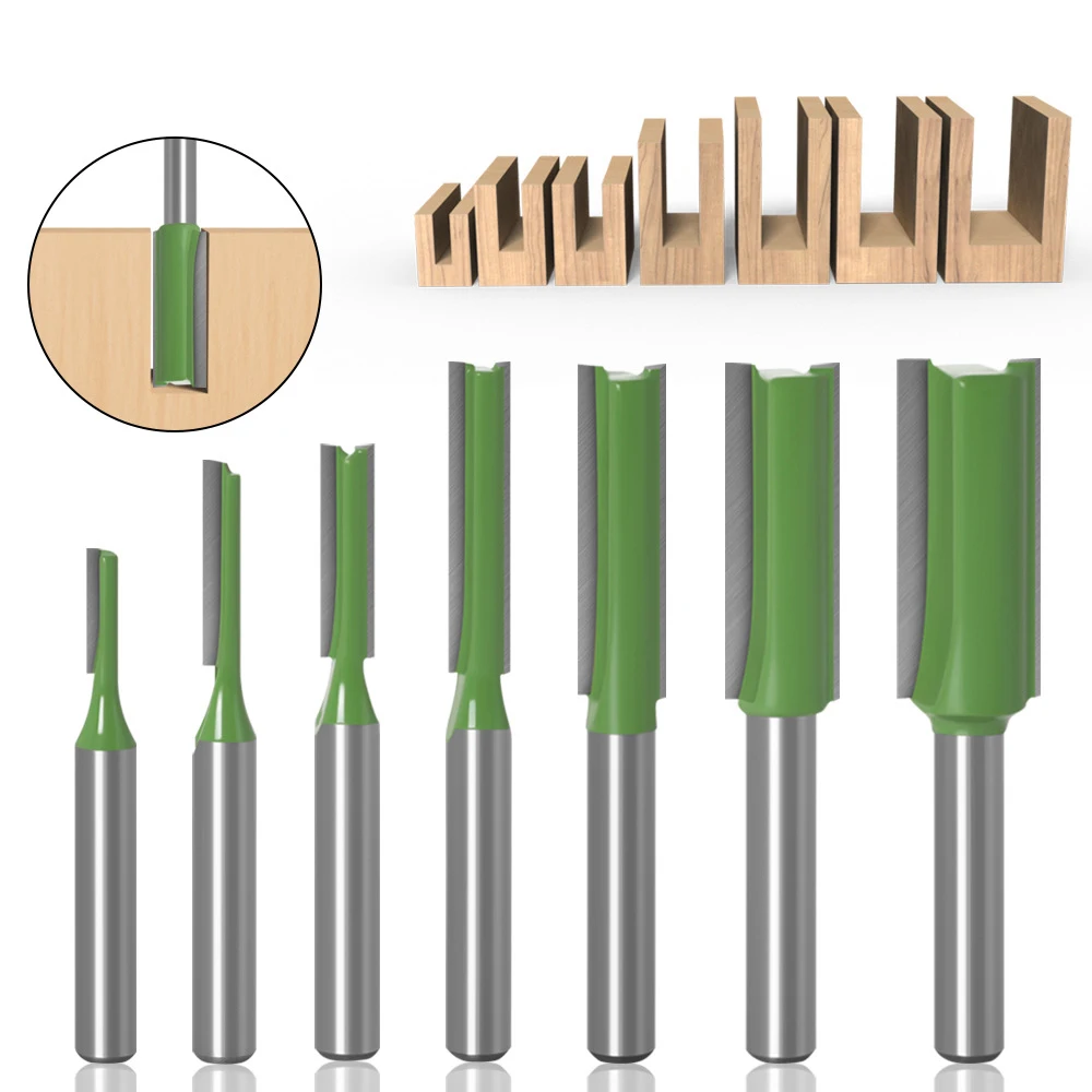 

7pcs 6mm Shank Straight Bit Tungsten Carbide Single Double Flute Router Bit Wood Milling Cutter for Woodwork Tool Carbide Router