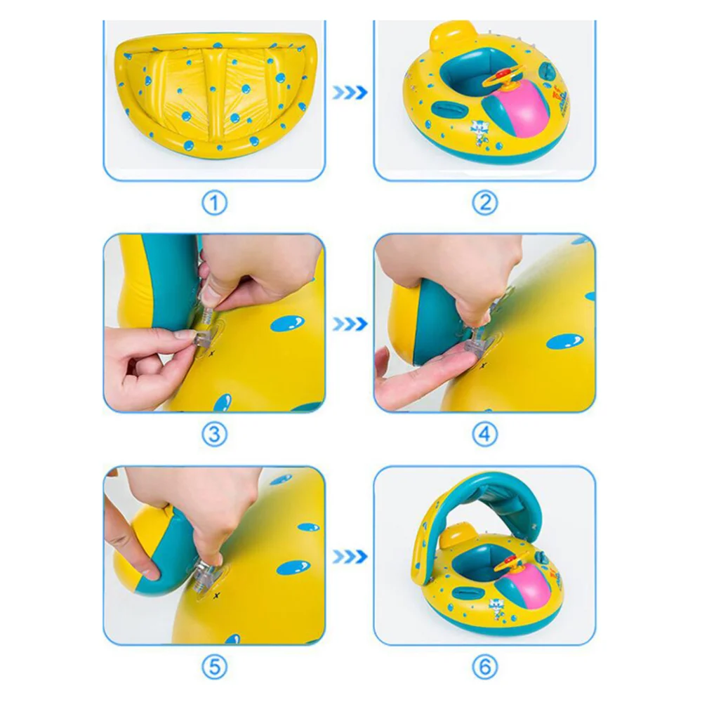

Baby Children's Swimming Circle Inflatable Boat with Loudspeaker Sun Block Water