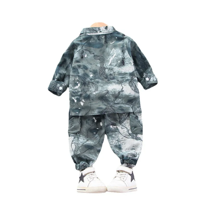 Ropa de primavera y oto&ntilde;o para ni&ntilde;os, traje de dos piezas con una hilera de botones, peque&ntilde;o y mediano-4