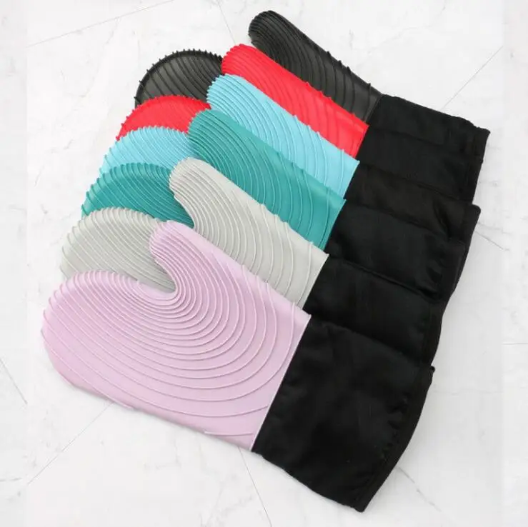

1PCS Oven Mitts 37CM Golve Kitchen Supplies Cotton & Silicone Thick Microwave Oven Gloves High-temperature Hot Insulation Gloves