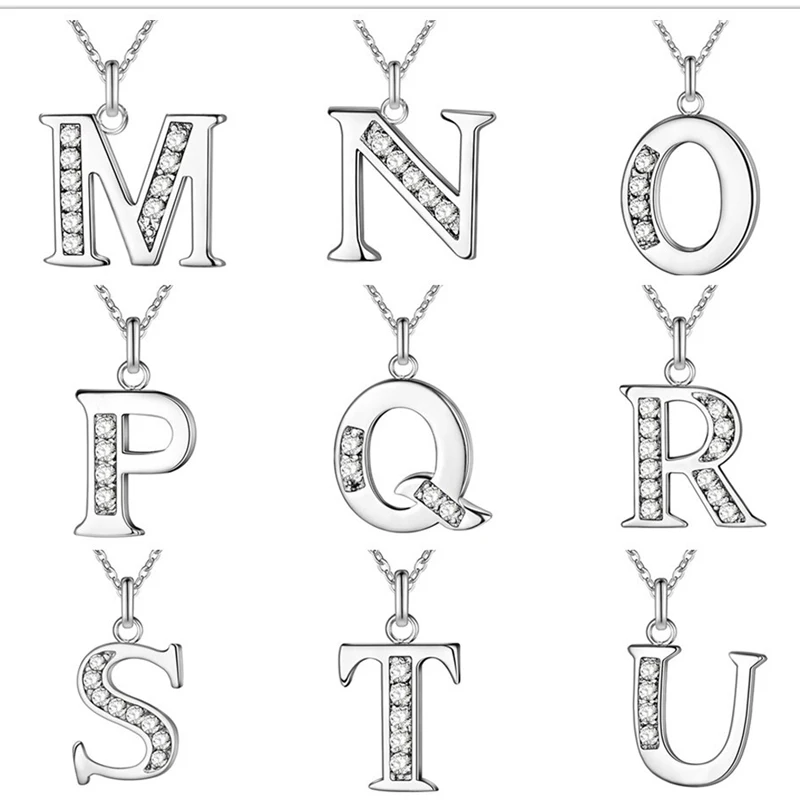 FSUNION New 2022 26 Letter A-Z Silver Plated Necklace Fashion Color Jewelry Pendant Metal For Women | Украшения и аксессуары