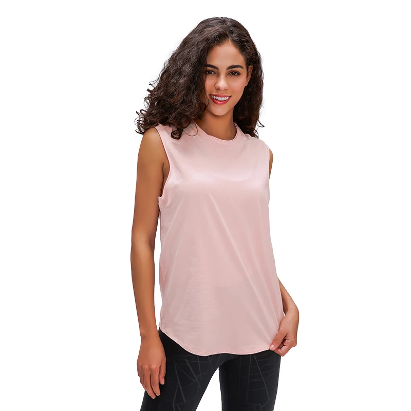 

Майка женская спортивная из мягкого хлопка, свободная рубашка без рукавов для фитнеса и йоги, спортивный топ, однотонная одежда для воркаут...