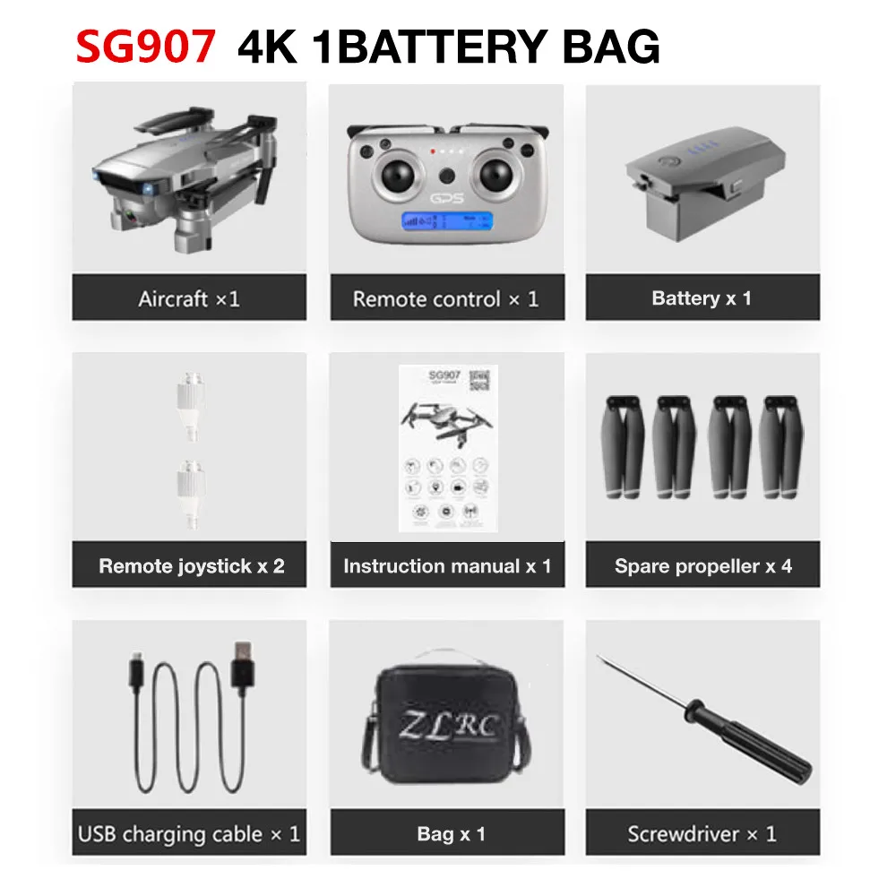 SG907 4K GPS 1B SG907/SG901 Дрон gps 4K HD x50 зум Камера 5G wifi FPV Профессиональный Квадрокоптер RC вертолет складной селфи дроны Рождество - Цвет: SG907 4K GPS 1B