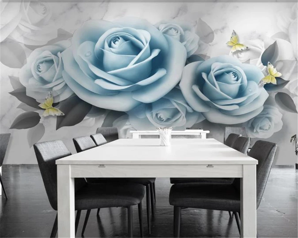 

Wholesale 3d Wallpaper Modern Simple Fresh Floral Stereo Rose 3D TV Sofa Background Wall Decorative Beautiful Wallpaper