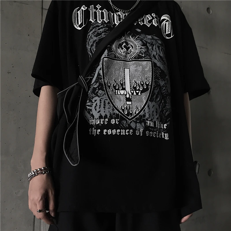 

Gothic Clothes T Shirts Harajuku Style Letters Print Tshirt Streetwear Female Oversized Short Sleeve Tee Shirt Woman T-shirt