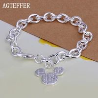 agteffer fashion 925 sterling silver cute mickey charm bracelet jewelry bracelets wedding party for women girl gift