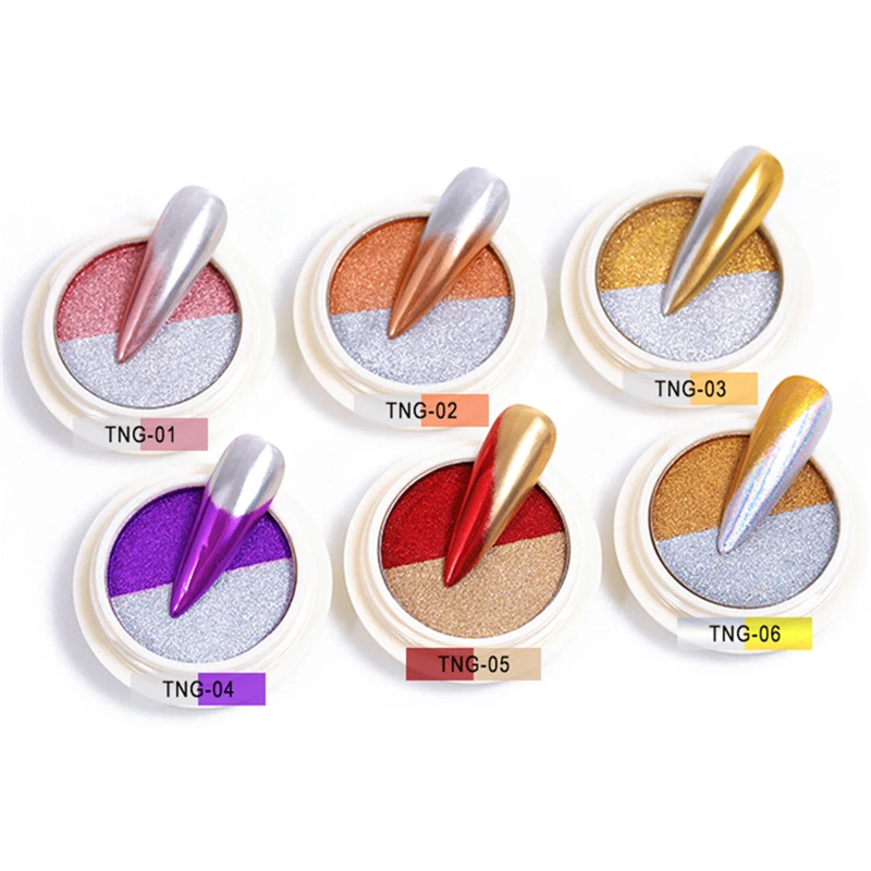 

Nail Art Solid Aurora Mirror Sparkling Powder Chrome Double Color Transparent Glitter Laser DIY Decoration Dust Manicure Tools
