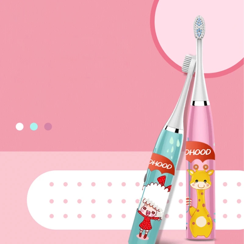 Детская звуковая электрическая зубная щетка с мультяшным рисунком