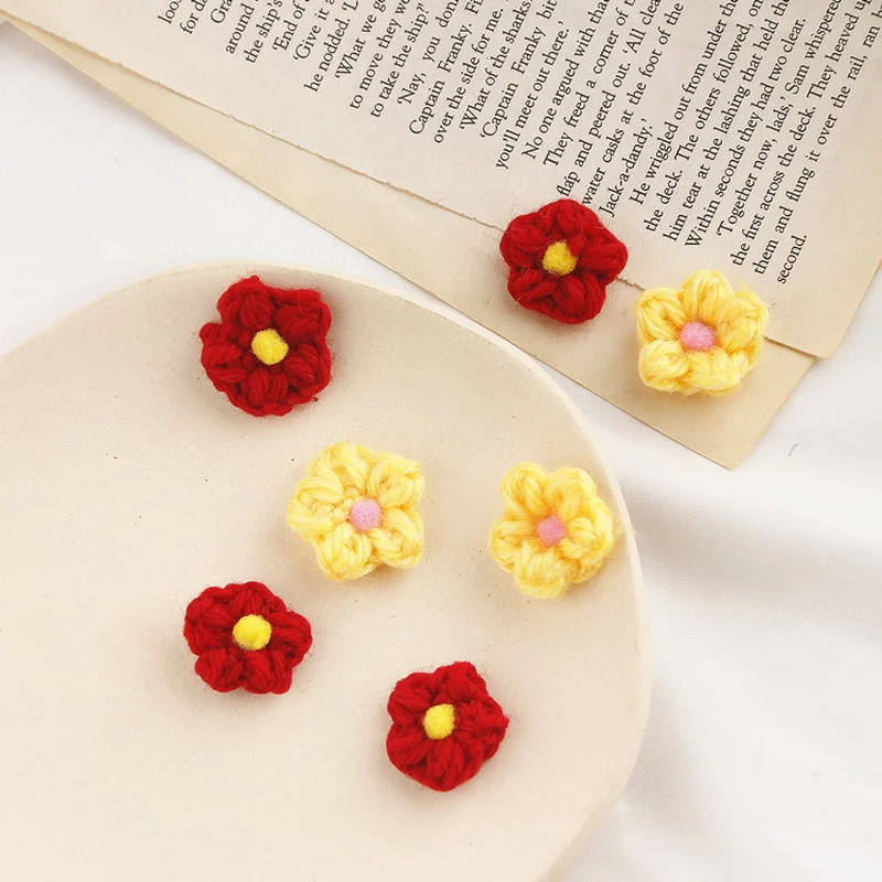 

Yafeng Mahai plush yarn Flower Brooch colorful flower earrings accessories