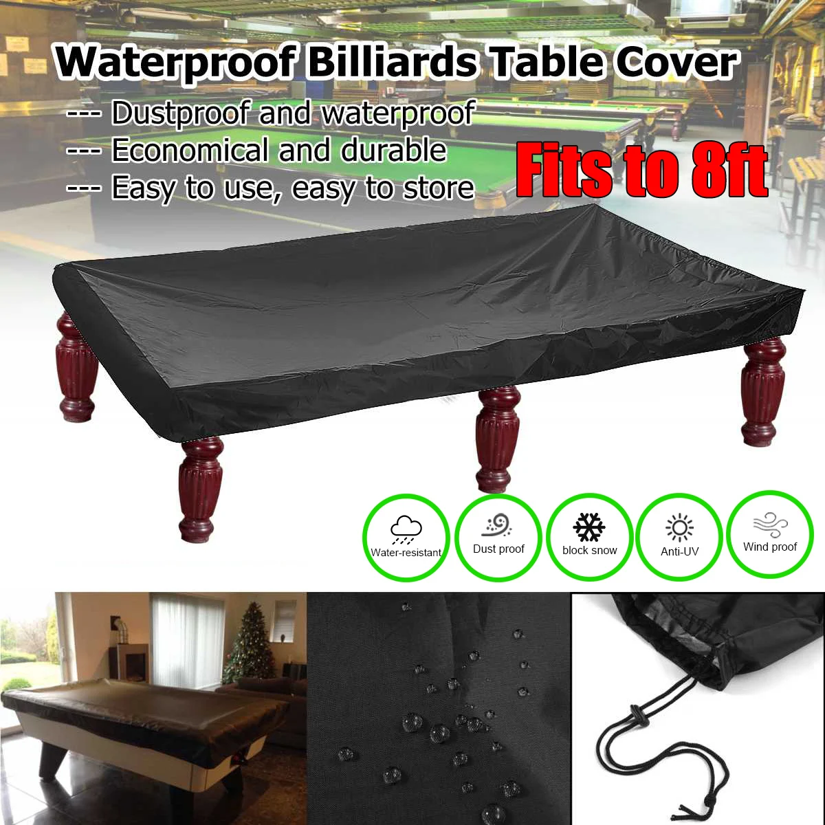 245*140*20CM PVC Table Billiard Cover feet Billiard tennis Table Cover R.ips Resistant Oxford Pool Table Billiard Cover