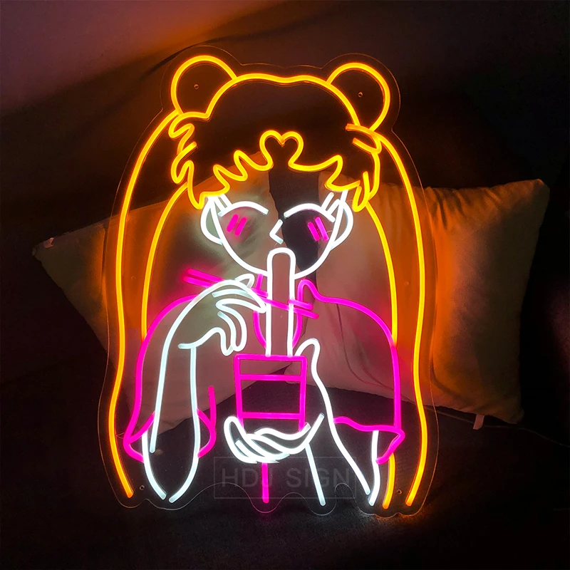 

Sailor Moon Custom Led Neon Sign Anime Creative Wall Decor for Bedroom Home Store Personalized Design Light Birthday Gift