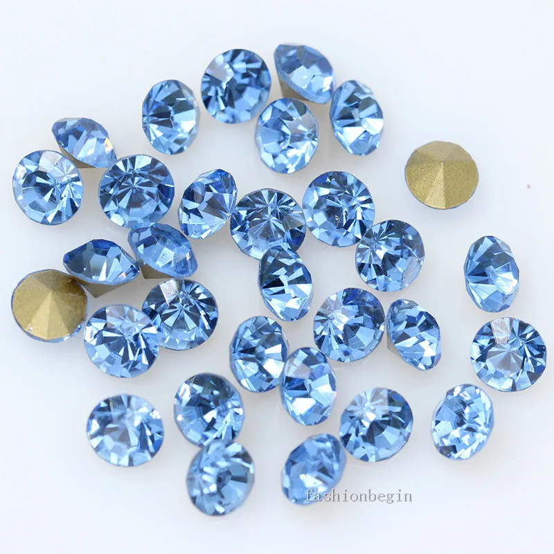 lt sapphire 144/36p ss45 круглый цвет с заостренным фольгированным дном Задняя стеклянная шатон СТРАЗА камень Чешский Кристалл Стразы под бриллиант ювелирные изделия - Цвет: lt sapphire