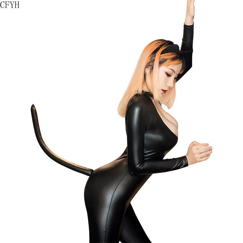 Карнавальный костюм PU искусственная кожа боди Выдалбливают глубокий v образный