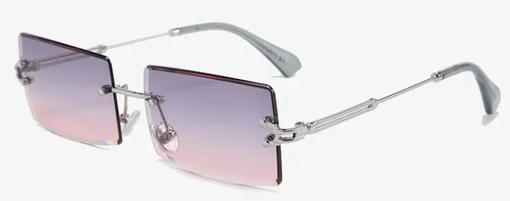C5 gray pink Розовые фиолетовые Солнцезащитные очки женские тонированные прямоугольные без оправы с кристаллами градиентные солнцезащитные очки для женщин винтажные оттенки Прямая поставка - Цвет линз: C5 gray pink