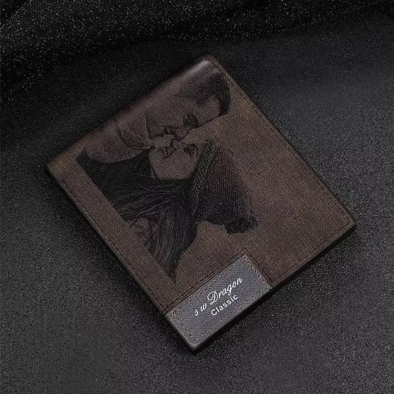 Бумажник мужской кожаный двойной с изображением надписи на заказ гравировкой