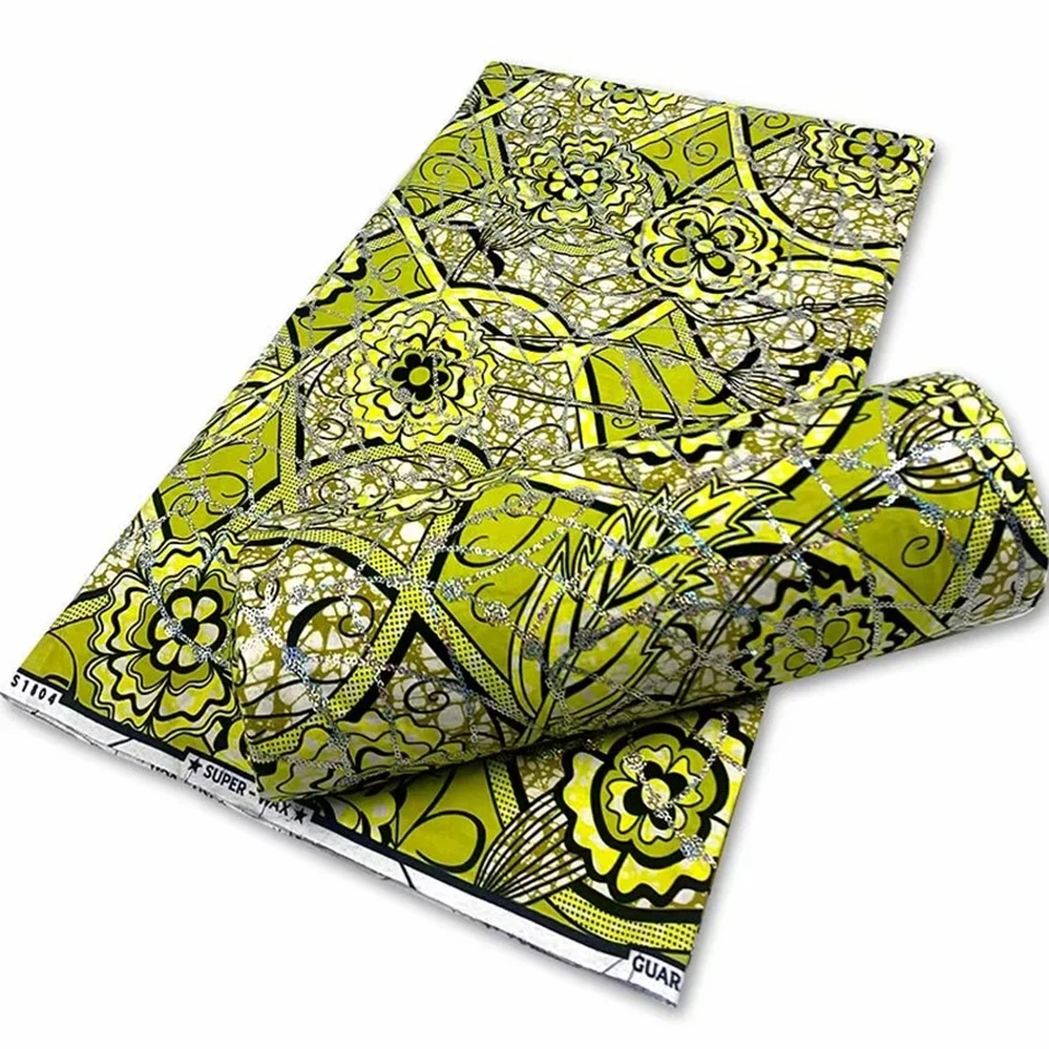 

Latest Sequins African Fabrics 100% Cotton Batiki Wax Prints Kitenge/Pagnes/Kikwembe Embroidered Sequins YXL-119