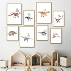 Картина в скандинавском стиле художественный Декор Картина Мультяшные животные динозавры детская комната Настенный декор качественный Холст плакат домашний декор A963