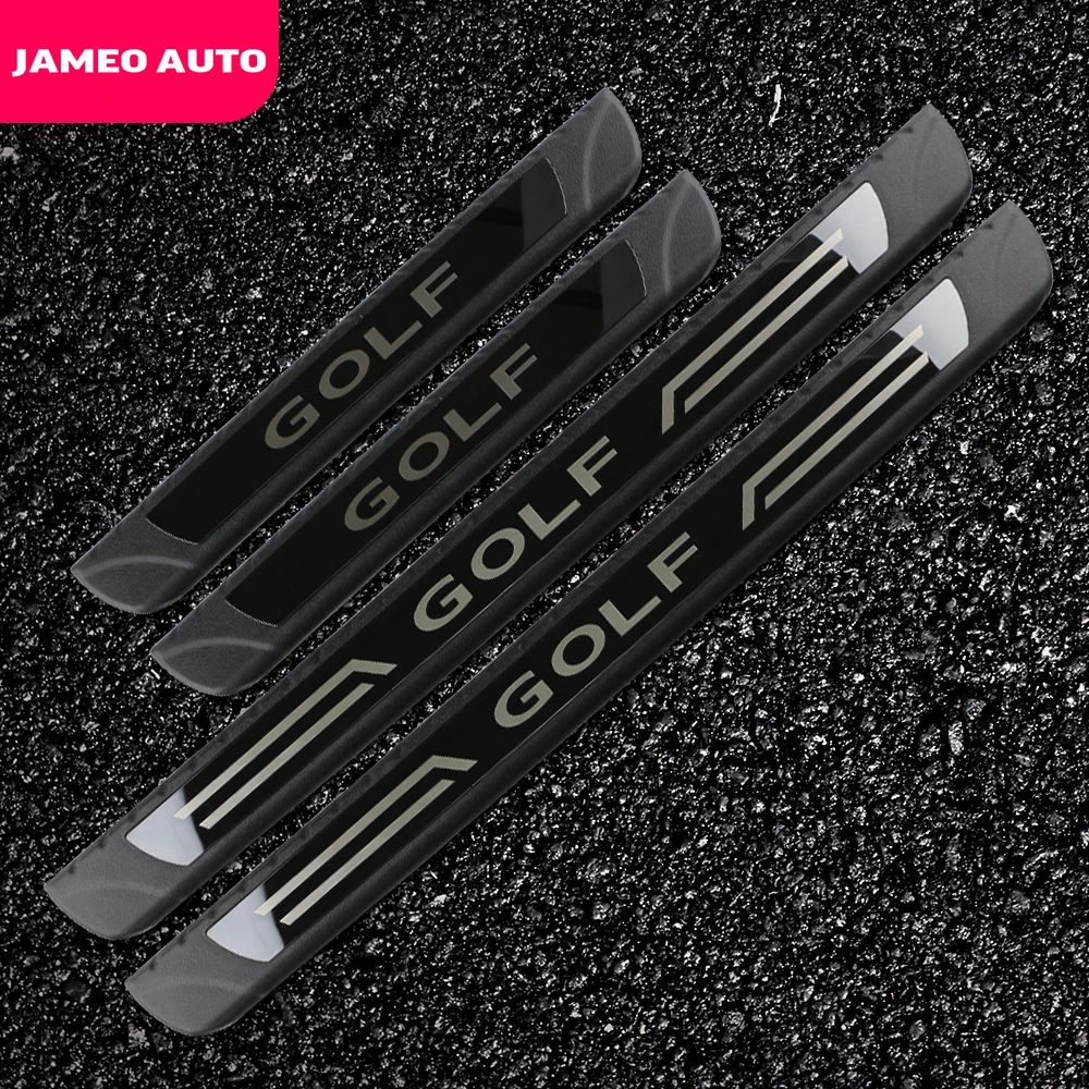 jameo auto 4pcsset car door sill scuff car door plate stickers for volkswagen vw golf 7 7 5 mk7 mk7 5 2012 2019 accessories free global shipping