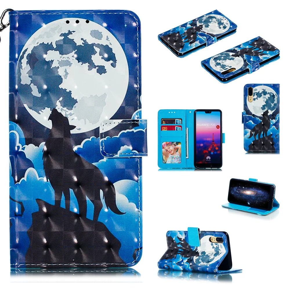Чехол с рисунком для huawei P20 Lite, чехол P30 mate 20 10 Lite, чехол-книжка mate 20 X Pro, чехол с откидной крышкой и подставкой, чехол Huewai Huawai - Цвет: Многоцветный
