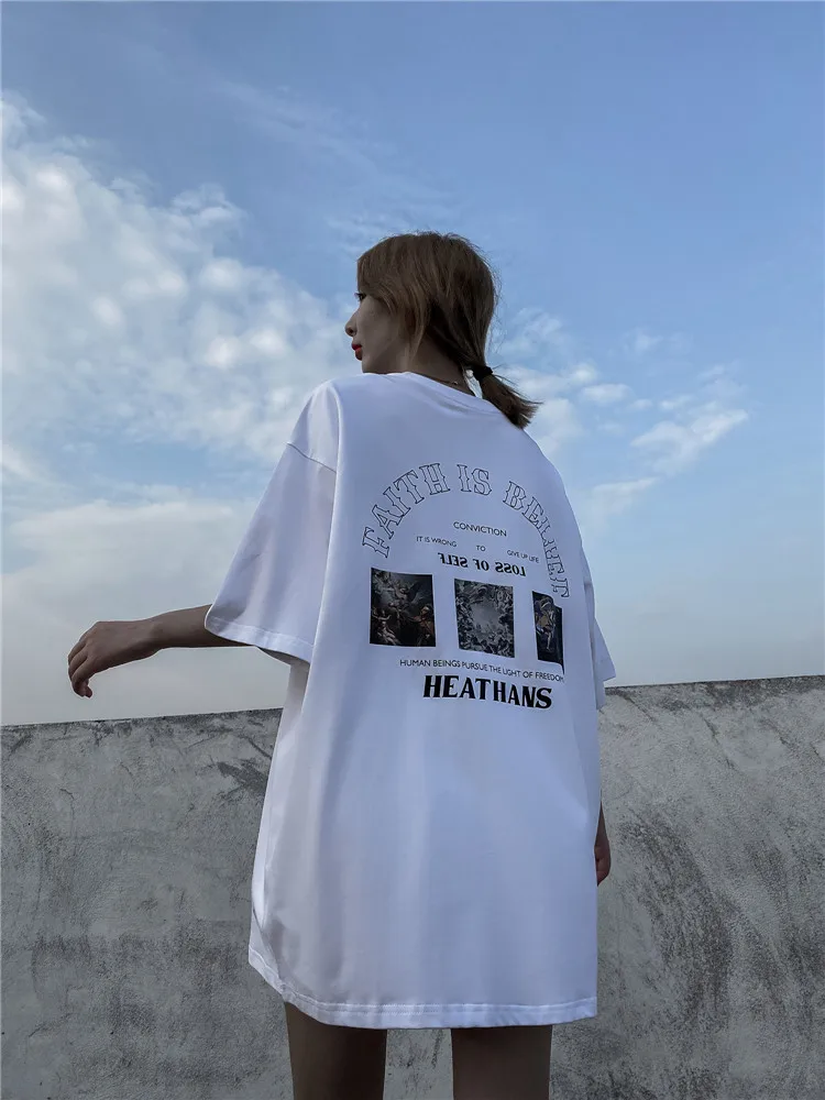 

Hip Hop Summer Women's T-shirts Oversized Tshirt Casual Loose Tee Shirt Harajuku Tops Tees Cotton Letters Print T-shirt Woman
