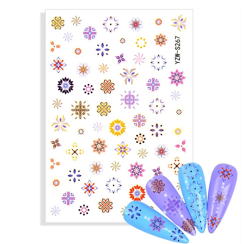 

Новые наклейки для ногтей цветные снежинки цветы 3D наклейки для ногтей слайдеры наклейки Дизайн Маникюрные украшения Аксессуары