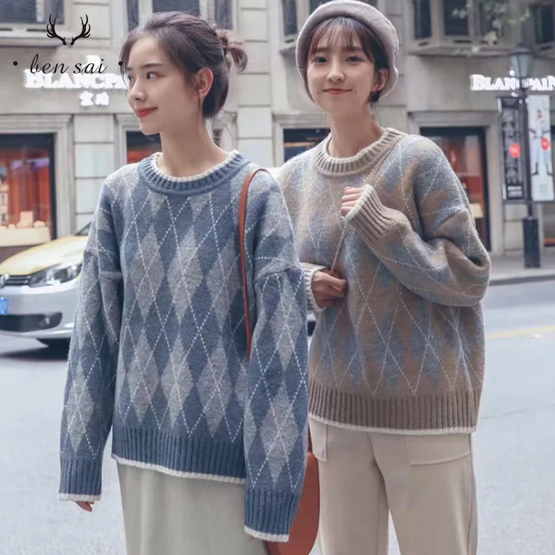 Женский модный вязаный свитер с круглым вырезом Повседневный пуловер