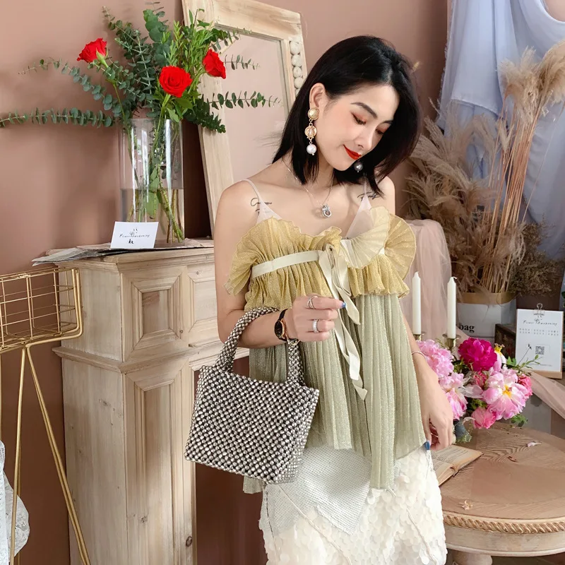 Женская вечерняя сумочка серебристого цвета Стразы Бисер Роскошные женские